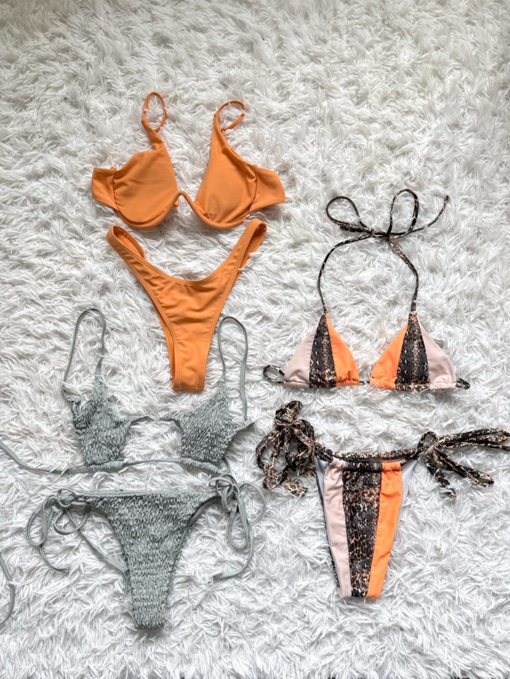 Zaful Orange High-Cut Bikini Set & Mixed Print Triangle Bikini